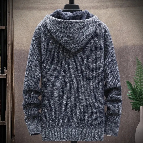 Men's Korean Style Knit Cardigan Long Sleeve Hoodie - Picture 6 of 8